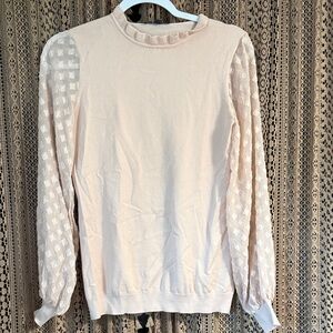 Adrianna Papell Elegant Pink Sweater with Sheer Sleeves